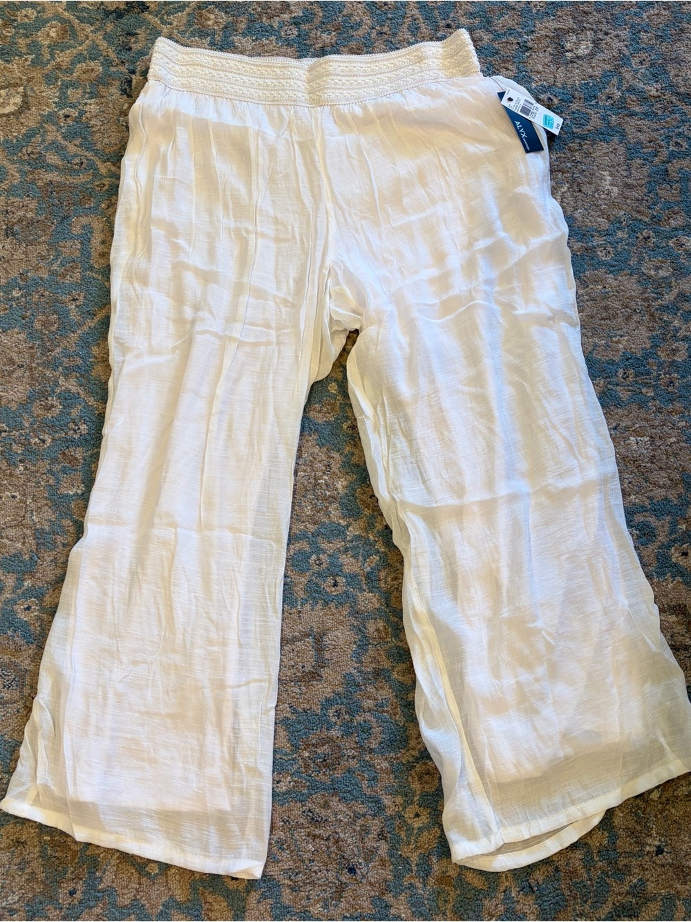 NWT Alyx White Elastic-Waist Wide-Leg Pants Size 2X